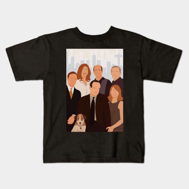 Frasier Sitcom Illustration Kids T-Shirt by bonkaili